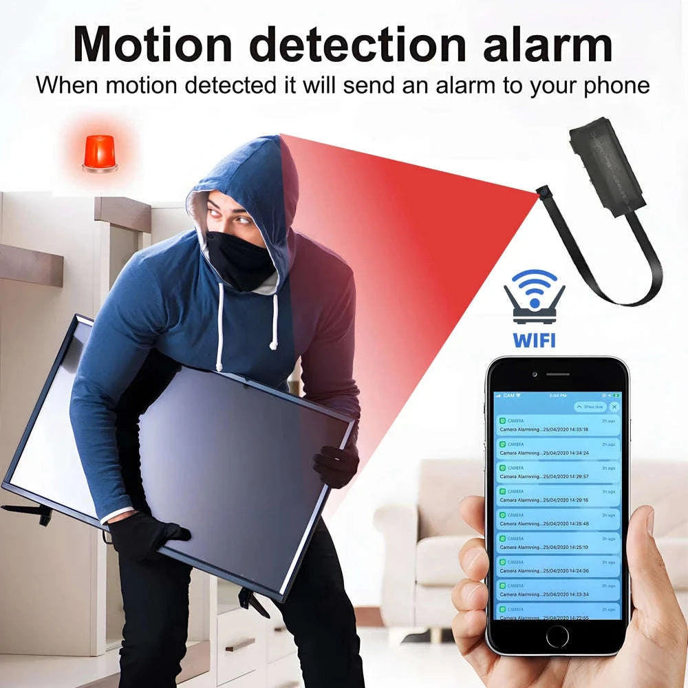 Mini WiFi Security Camera with Remote Viewing & Motion Detection-Wide angle camera / Add 128GB SD card / China Mainland