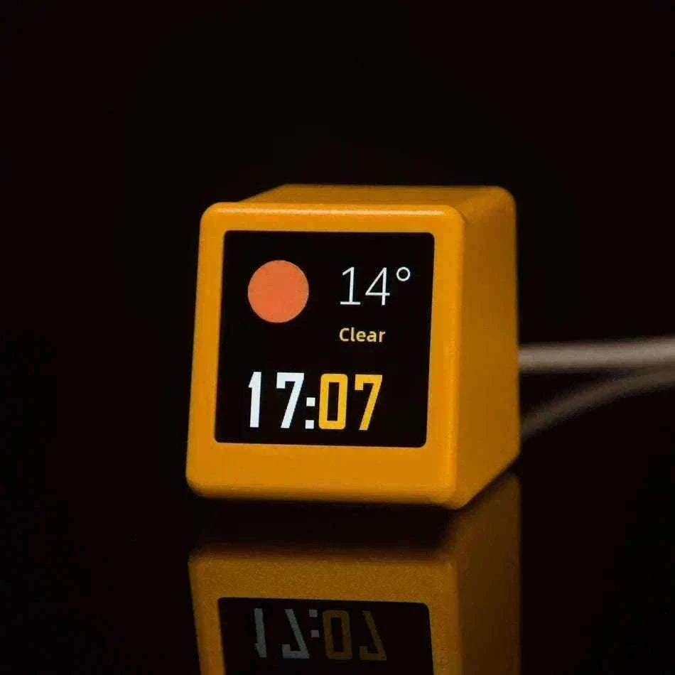 Mini WiFi Weather Digital Desk Clock with Custom Display Themes-ULTRA-YELLOW