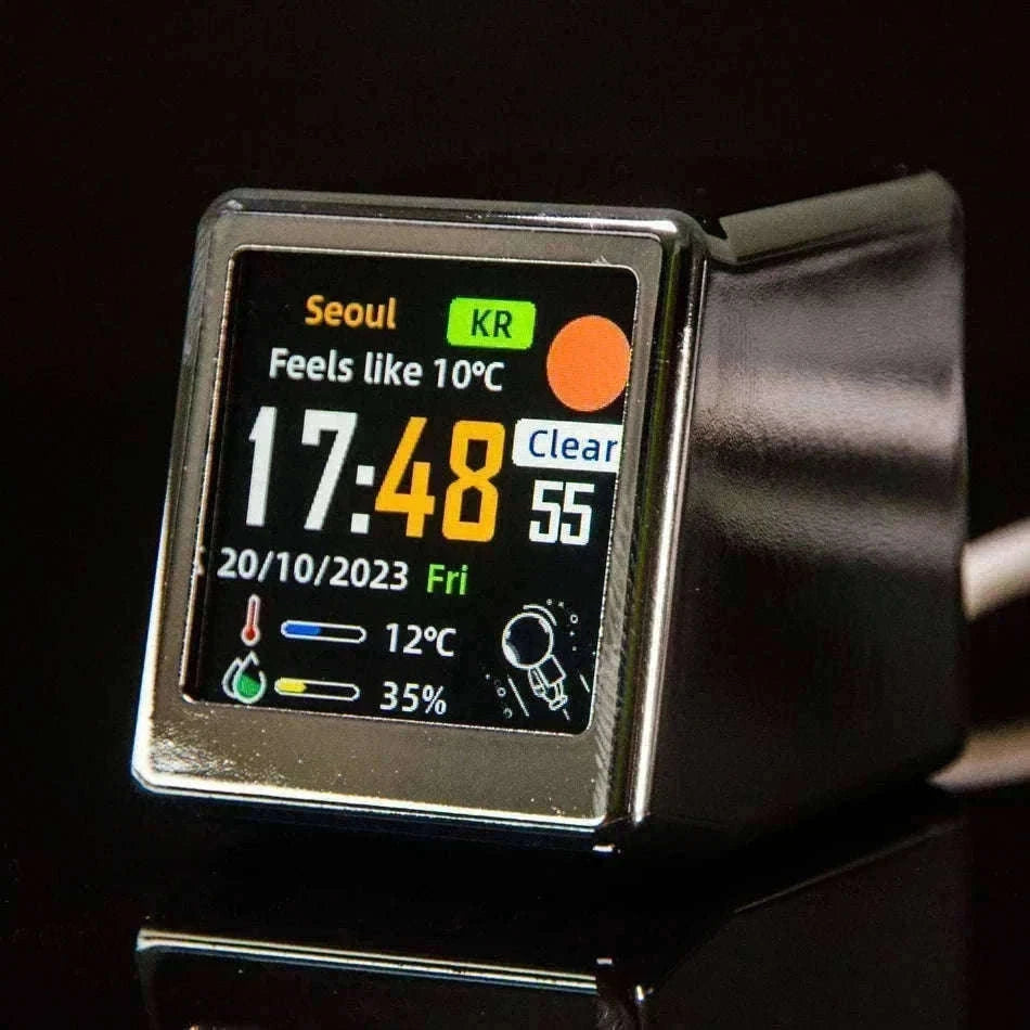 Mini WiFi Weather Digital Desk Clock with Custom Display Themes-ULTRA-YELLOW
