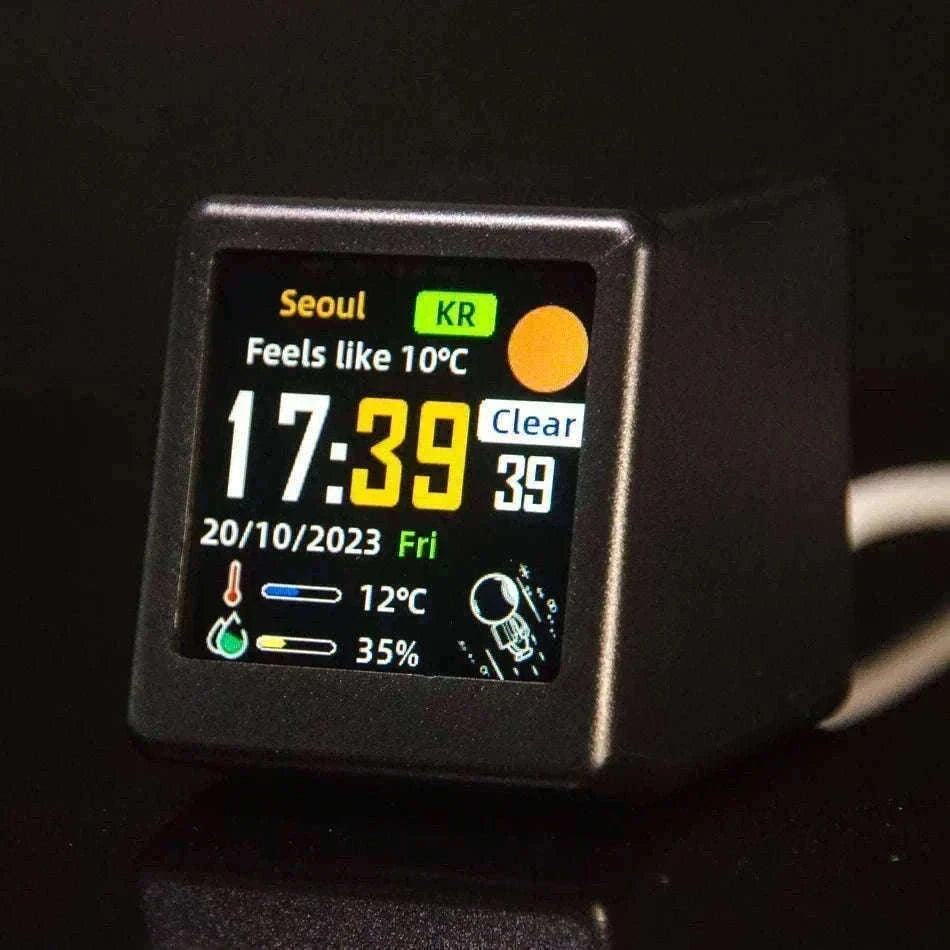 Mini WiFi Weather Digital Desk Clock with Custom Display Themes-ULTRA-YELLOW