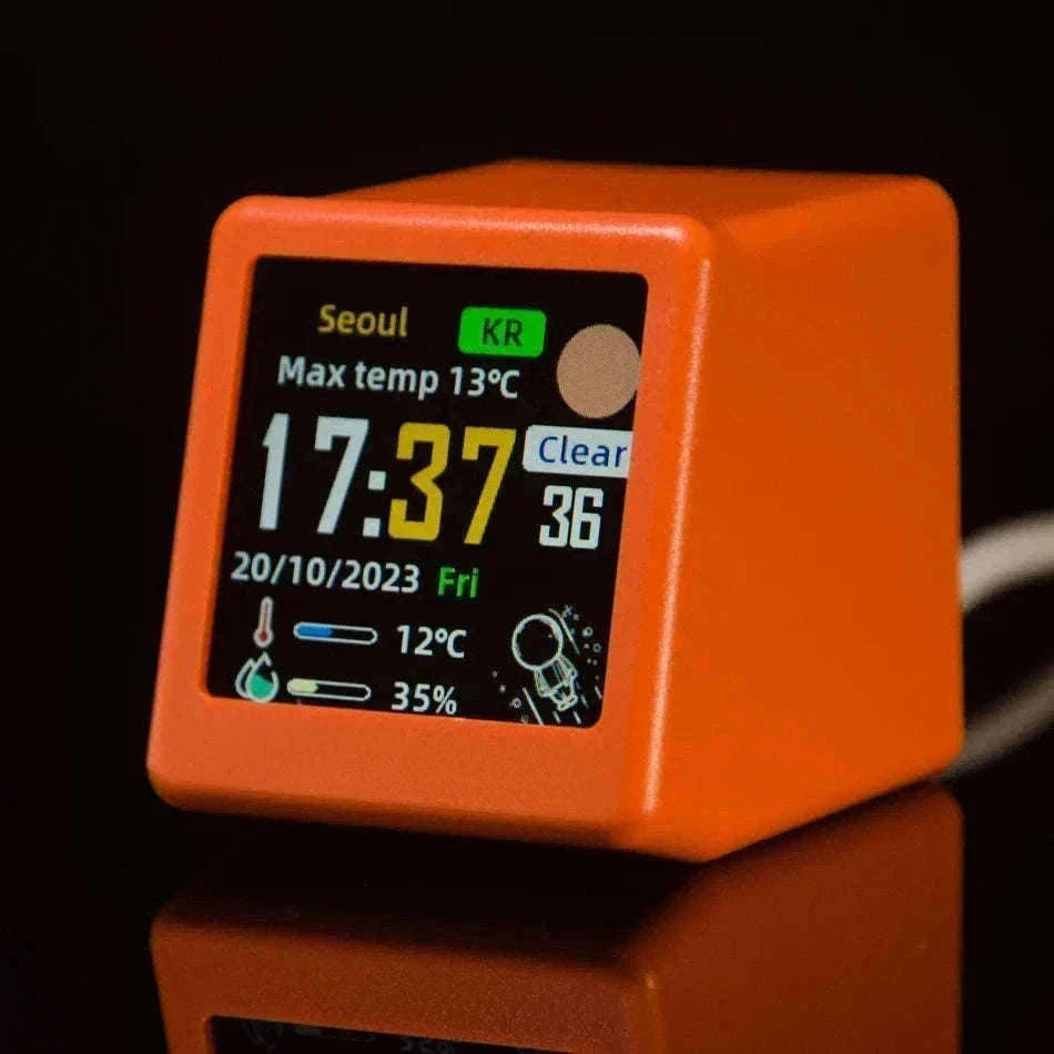Mini WiFi Weather Digital Desk Clock with Custom Display Themes-ULTRA-YELLOW