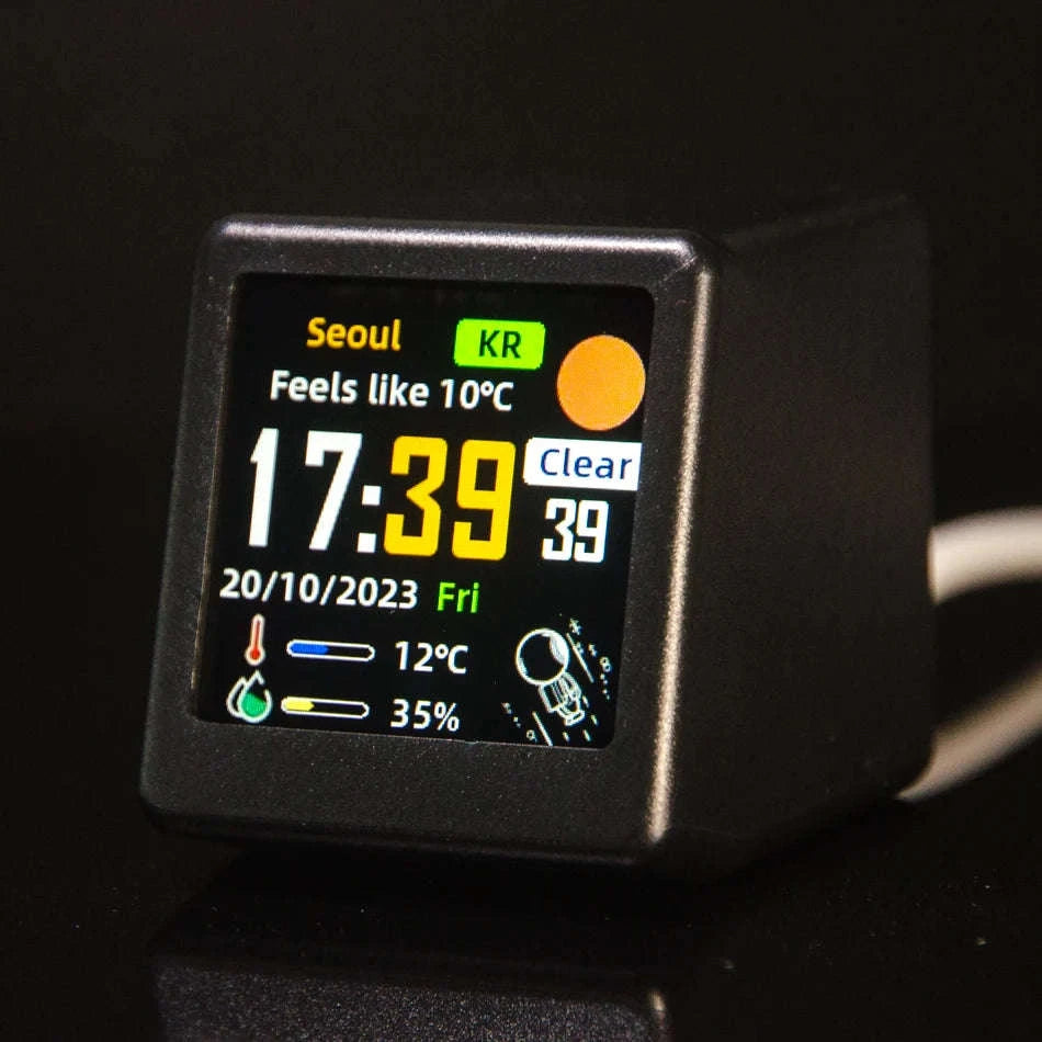 Mini WiFi Weather Digital Desk Clock with Custom Display Themes-ULTRA-YELLOW
