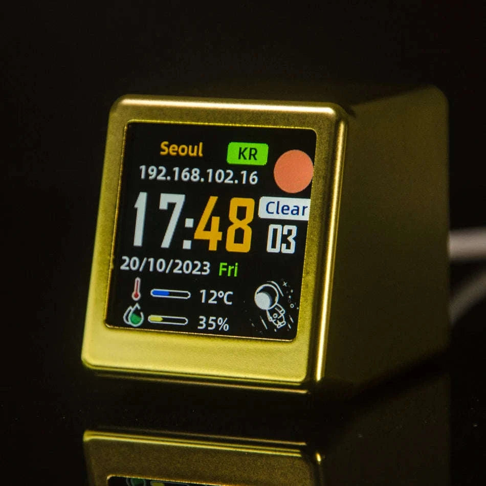 Mini WiFi Weather Digital Desk Clock with Custom Display Themes-ULTRA-YELLOW
