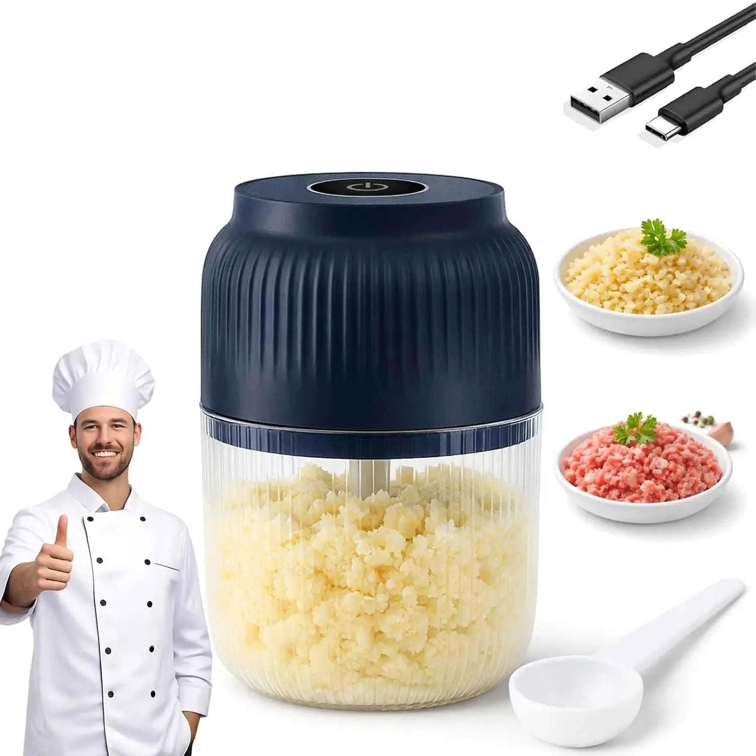 Mini Wireless Garlic Chopper 250ML-Blue / United States