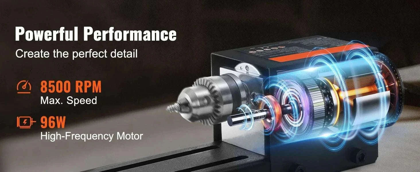 Mini Wood Lathe Machine 7-Speed 8500RPM DIY Woodworking Tool-4250-8500 RPM / United States