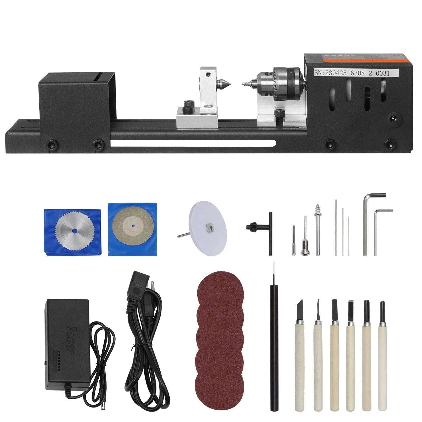 Mini Wood Lathe Machine 7-Speed 8500RPM DIY Woodworking Tool-4250-8500 RPM / United States