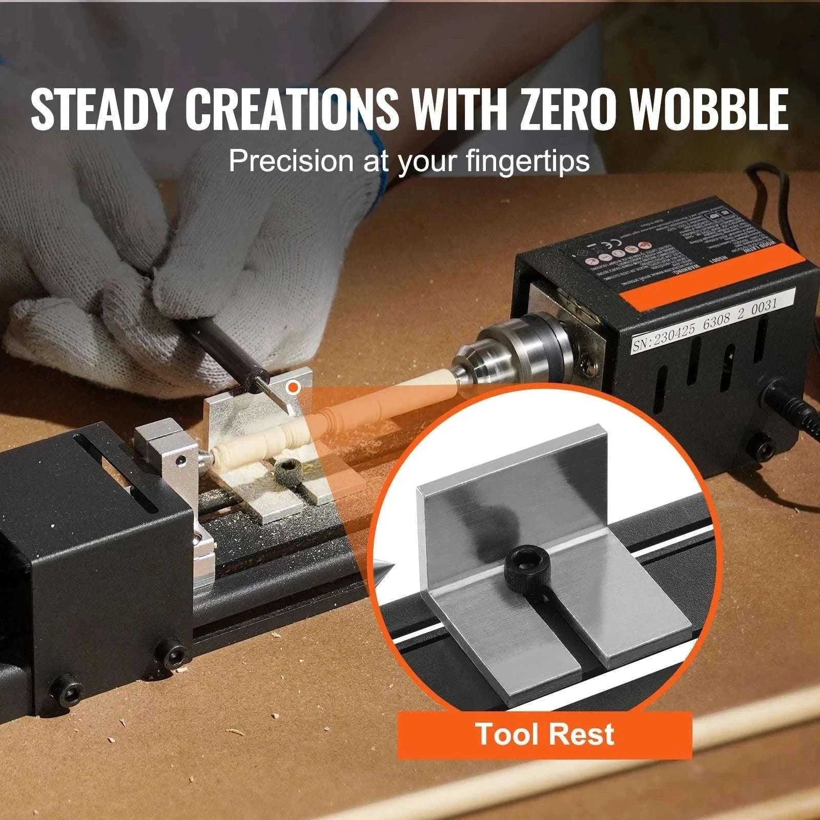 Mini Wood Lathe Machine 7-Speed 8500RPM DIY Woodworking Tool-4250-8500 RPM / United States