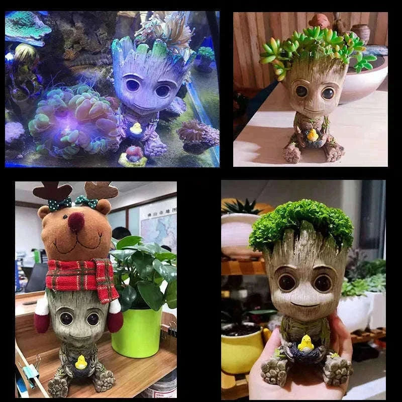 Miniature Groot Figurine Decor Model with Tiny Planter Top-mini-c