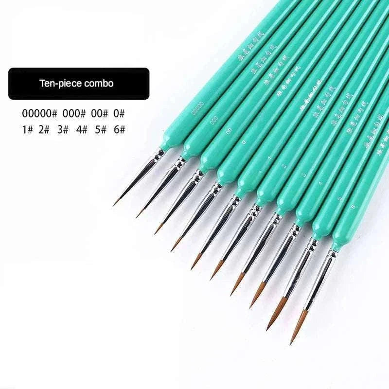 Miniature Hook Line Pen Set for Fine Detail Painting-10 pcs green