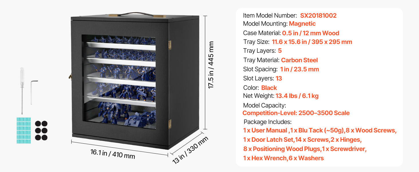 SucceBuy 5 Tray Miniatures Storage Case Fits 1000-3500 Scale Models Wooden Miniatures Transport Case for Collectibles Display