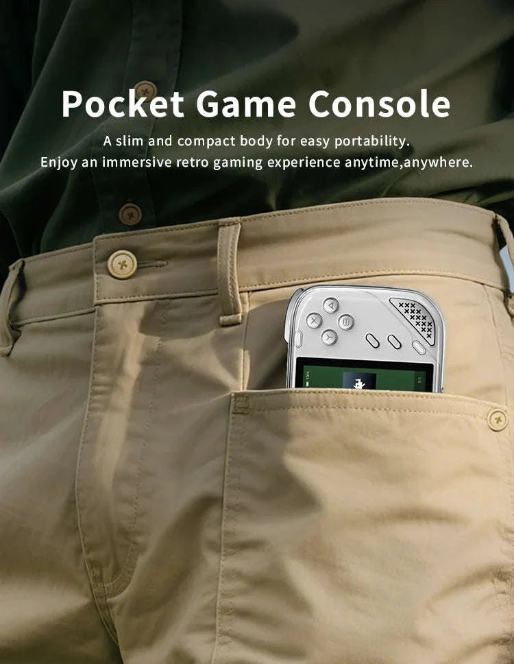 MINILOONG Pocket 1 Handheld Game Console 4" IPS Screen 14,000+ Games-White / United States / 64G(14K Games)