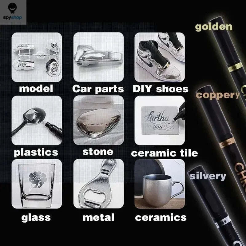 Mirror Marker Pen – Reflective Chrome, Gold, Silver & Copper Art Marker-2pcs Silver
