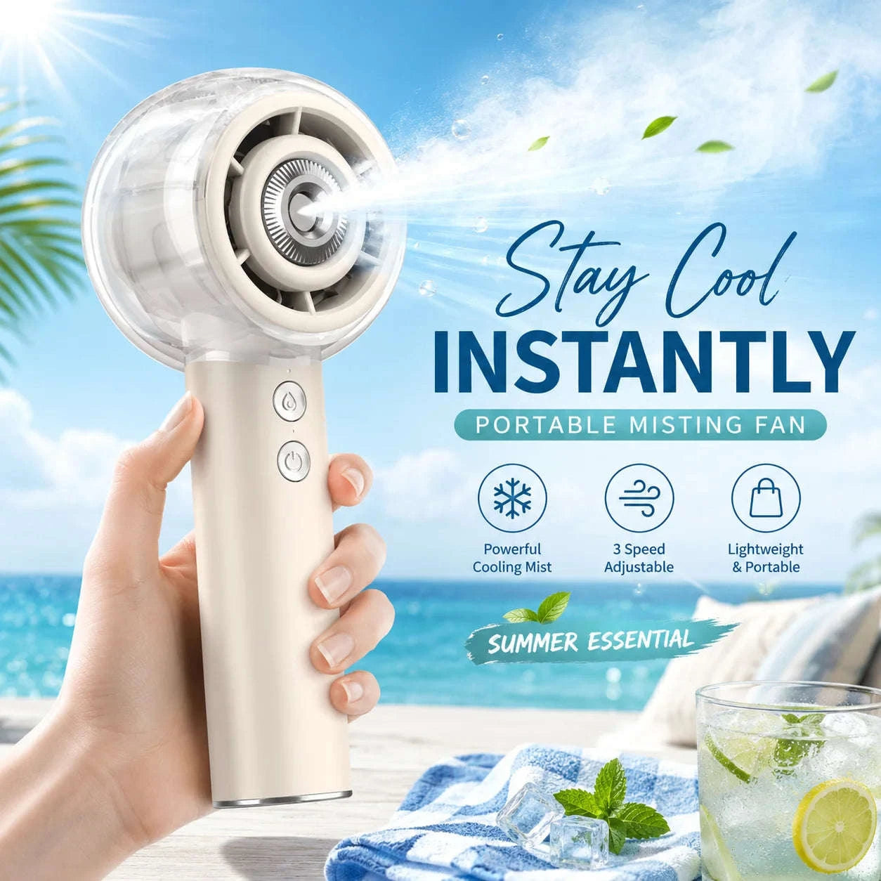 Misting Portable Handheld Fan 6000mAh Rechargeable 4 Speeds-khaki / United States