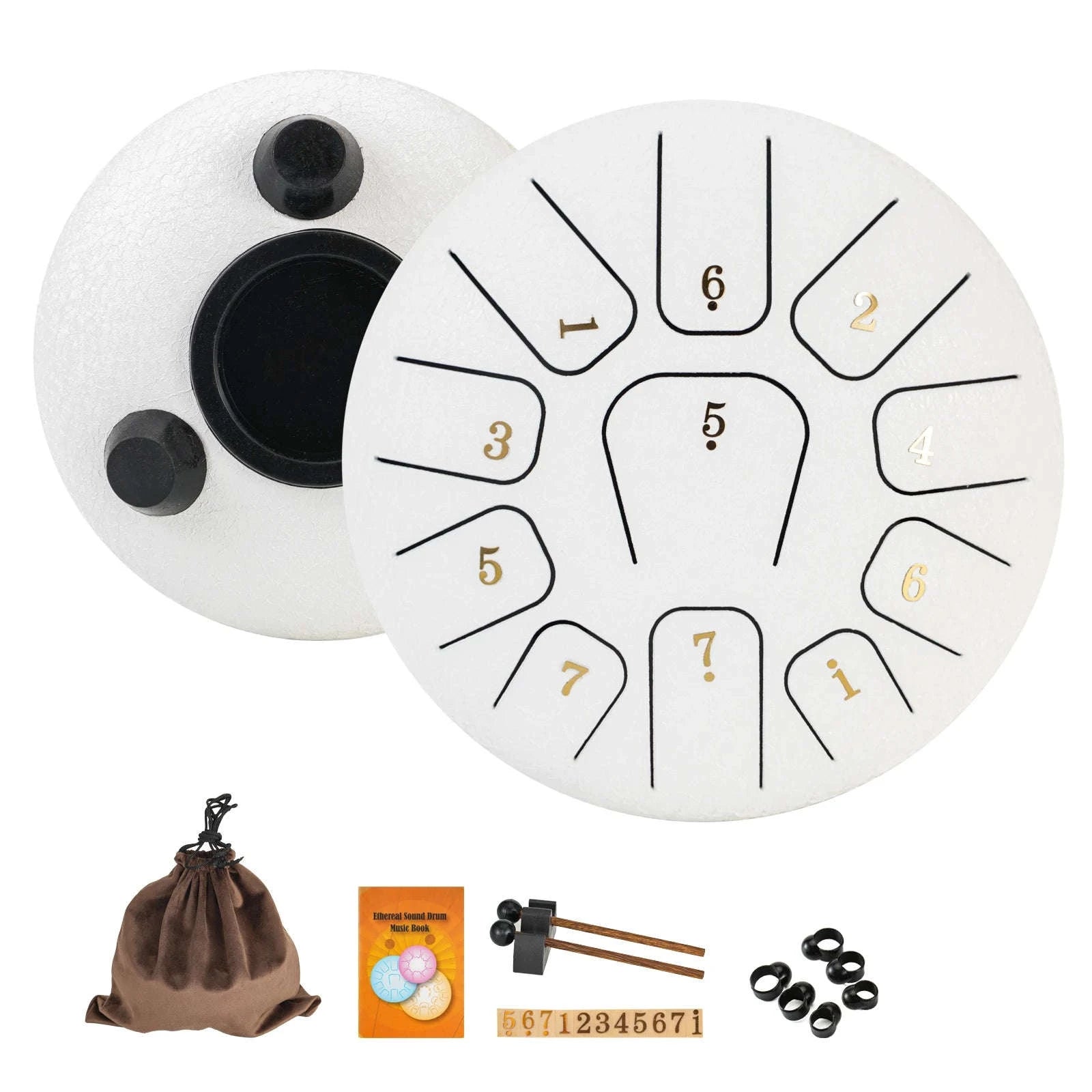 Miwayer 6-Inch Steel Tongue Drum Gift Set-Yellow 6 Inchs
