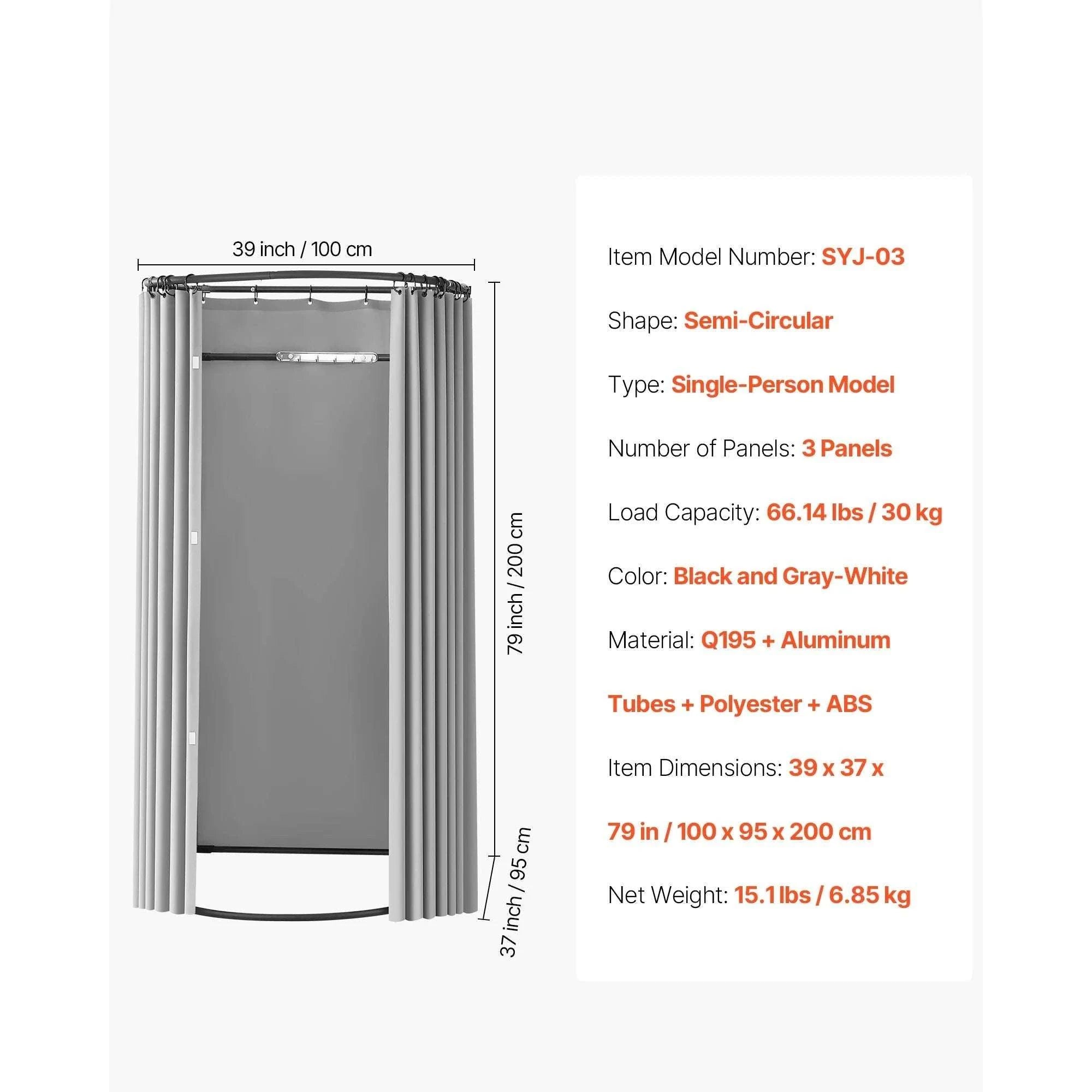 Mobile Fitting Room with Thick Privacy Curtains & Rolling Casters-Black Square Type A / Australia