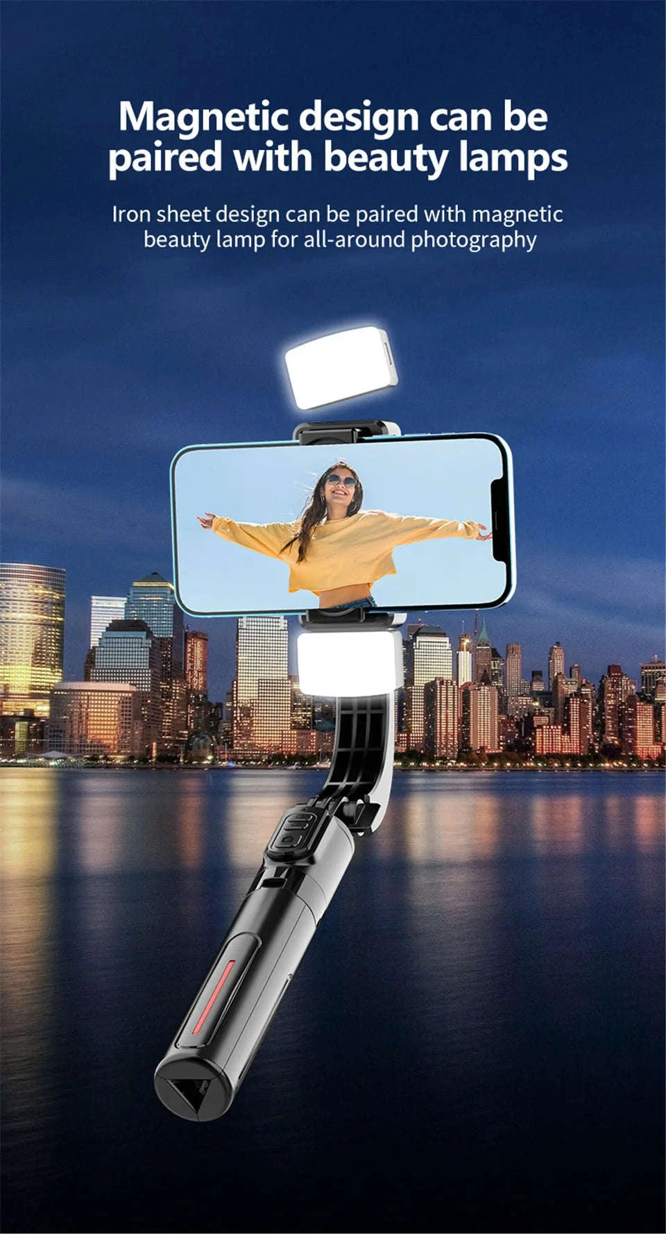 Mobile Video Stabilizer Bluetooth Selfie Stick Tripod-Red / United States
