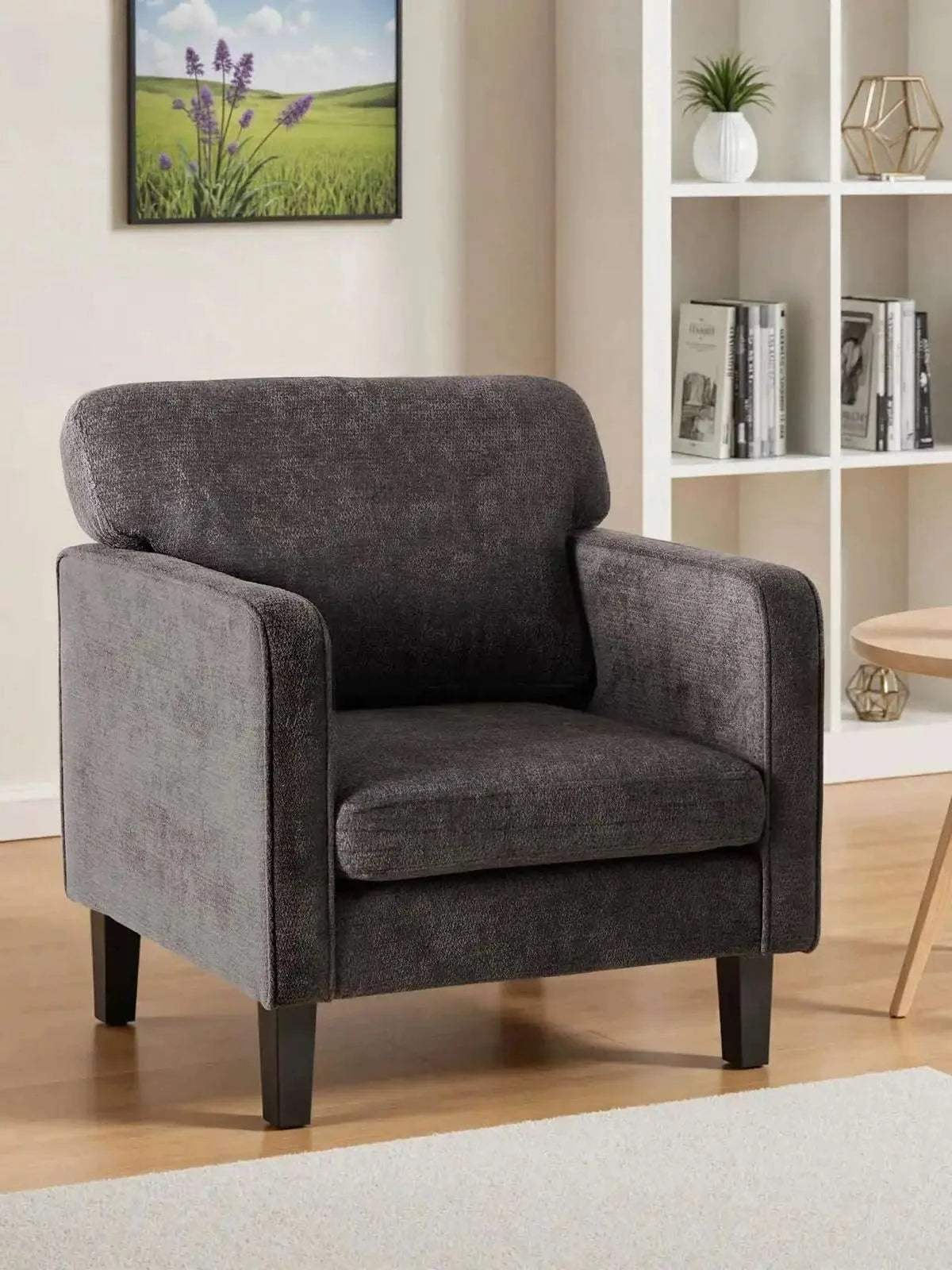 Modern Accent Lounge Chair with Armrests and Ergonomic Backrest-LIGHT GRAY / United States