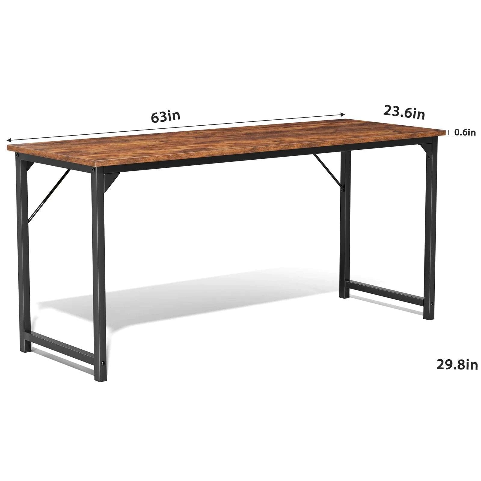 Modern Compact Computer Desk with Metal Frame & Wood Top-40IN Rust / United States