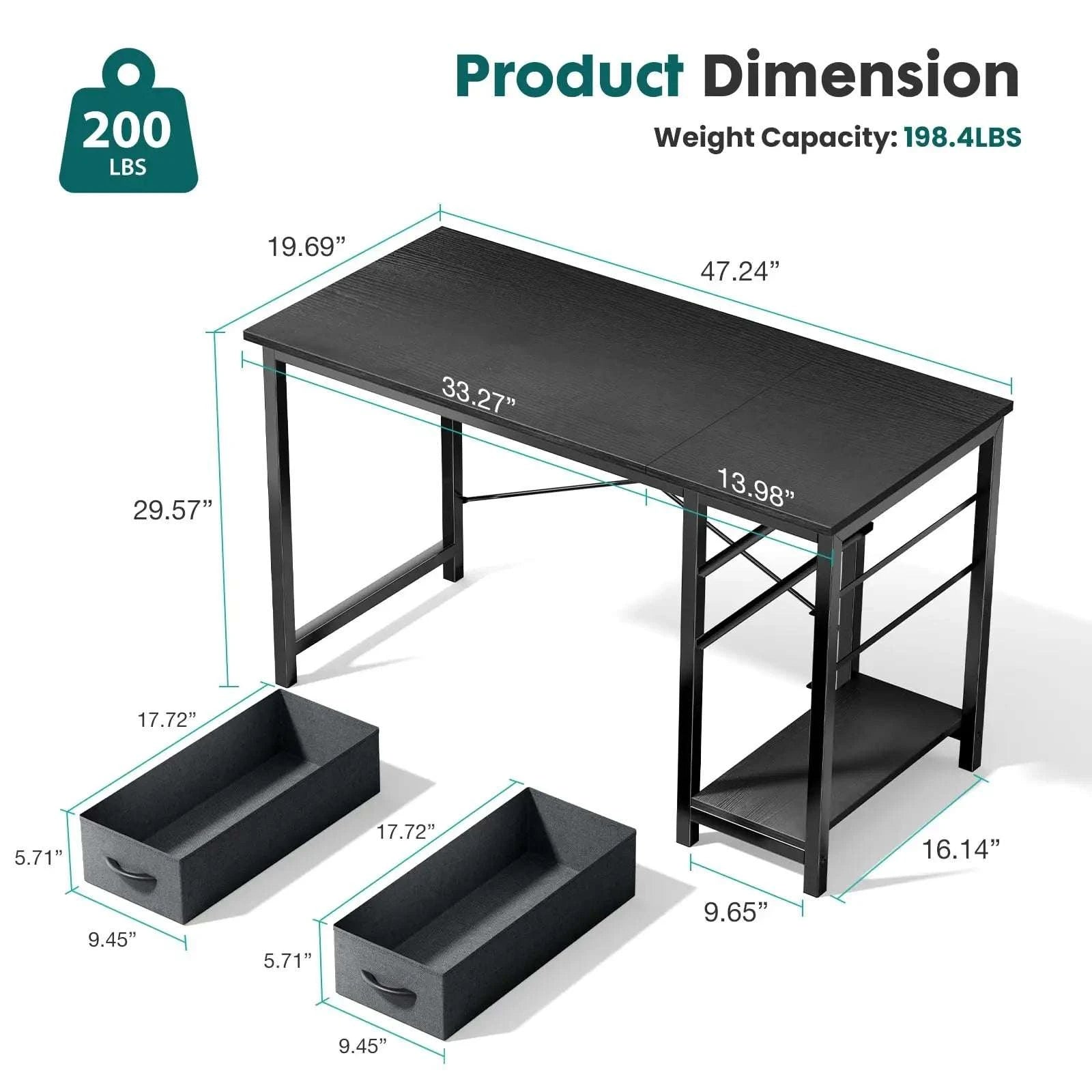 Modern Computer Desk with Drawers and Adjustable Storage Shelf-40IN Rust / United States