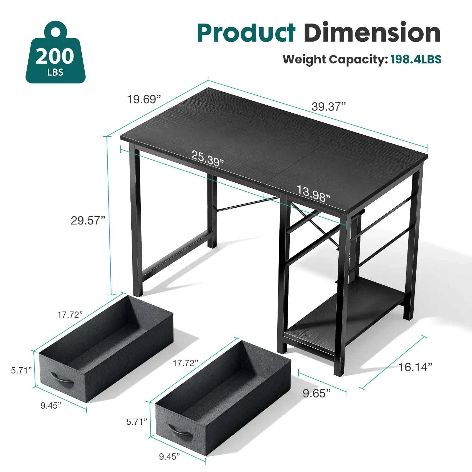 Modern Computer Desk with Drawers and Adjustable Storage Shelf-40IN Rust / United States