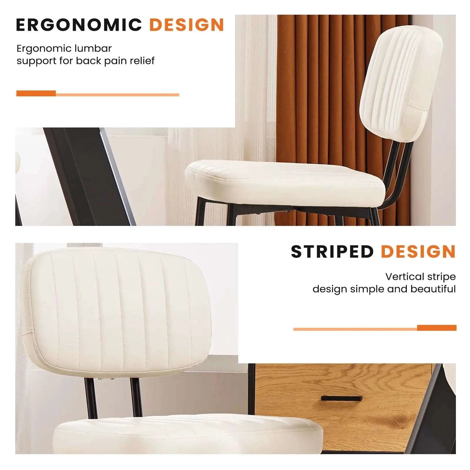 Modern Faux Leather Dining Chairs Set of 2 with Lumbar Support-black / United States