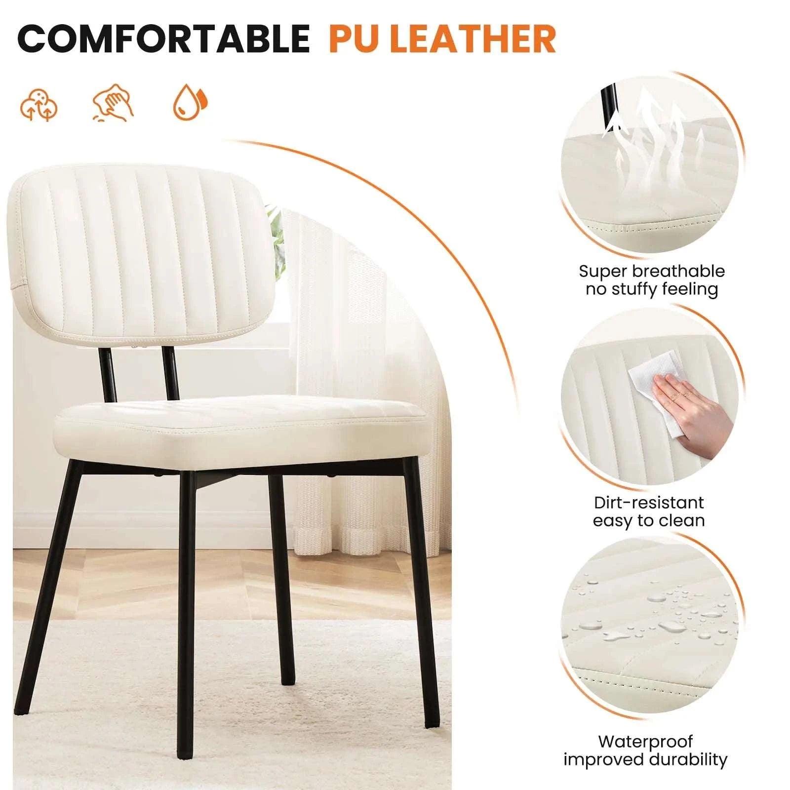 Modern Faux Leather Dining Chairs Set of 2 with Lumbar Support-black / United States