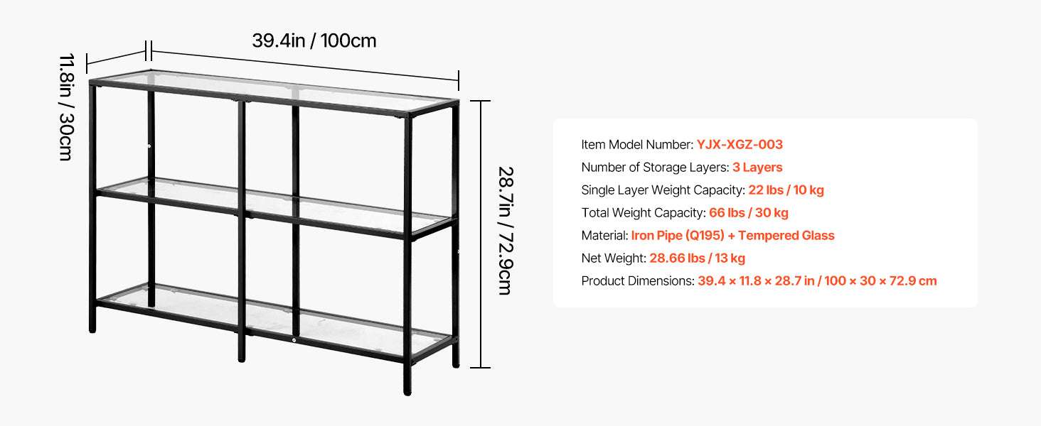 Modern Glass Console Table with Metal Frame, Multi-Tier Storage-70in 3Tiers Gold / spain