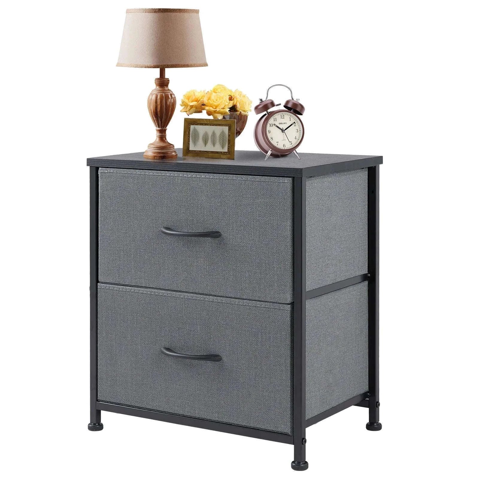 Modern Nightstand with Fabric Drawers and Storage-1PACK White / United States