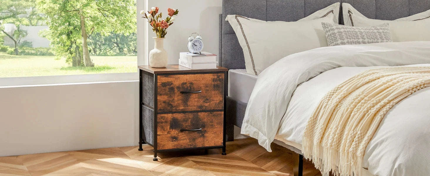 Modern Nightstand with Fabric Drawers and Storage-1PACK White / United States