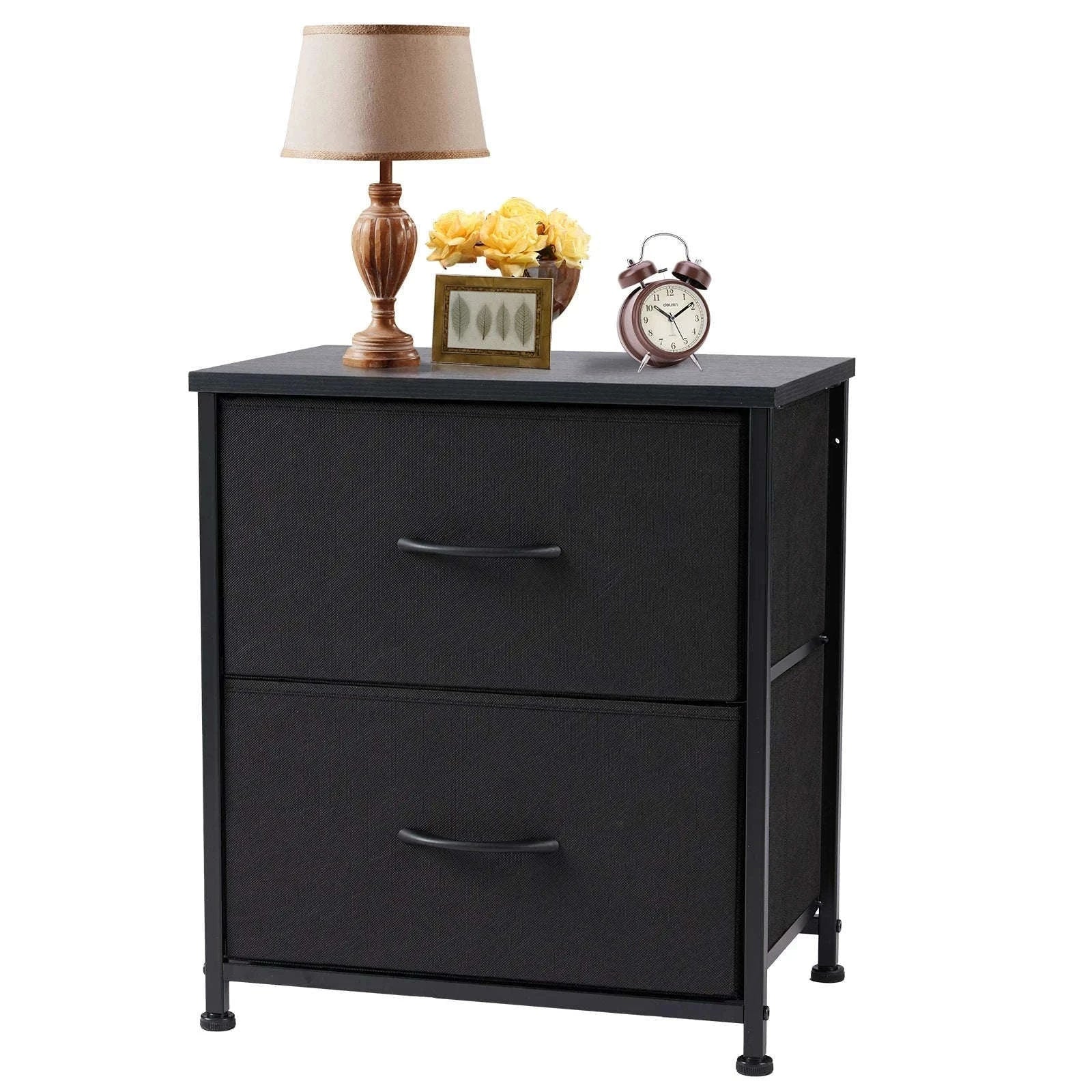Modern Nightstand with Fabric Drawers and Storage-1PACK White / United States