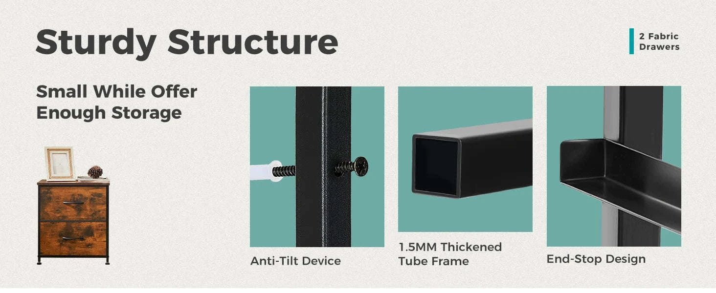 Modern Nightstand with Fabric Drawers and Storage-1PACK White / United States