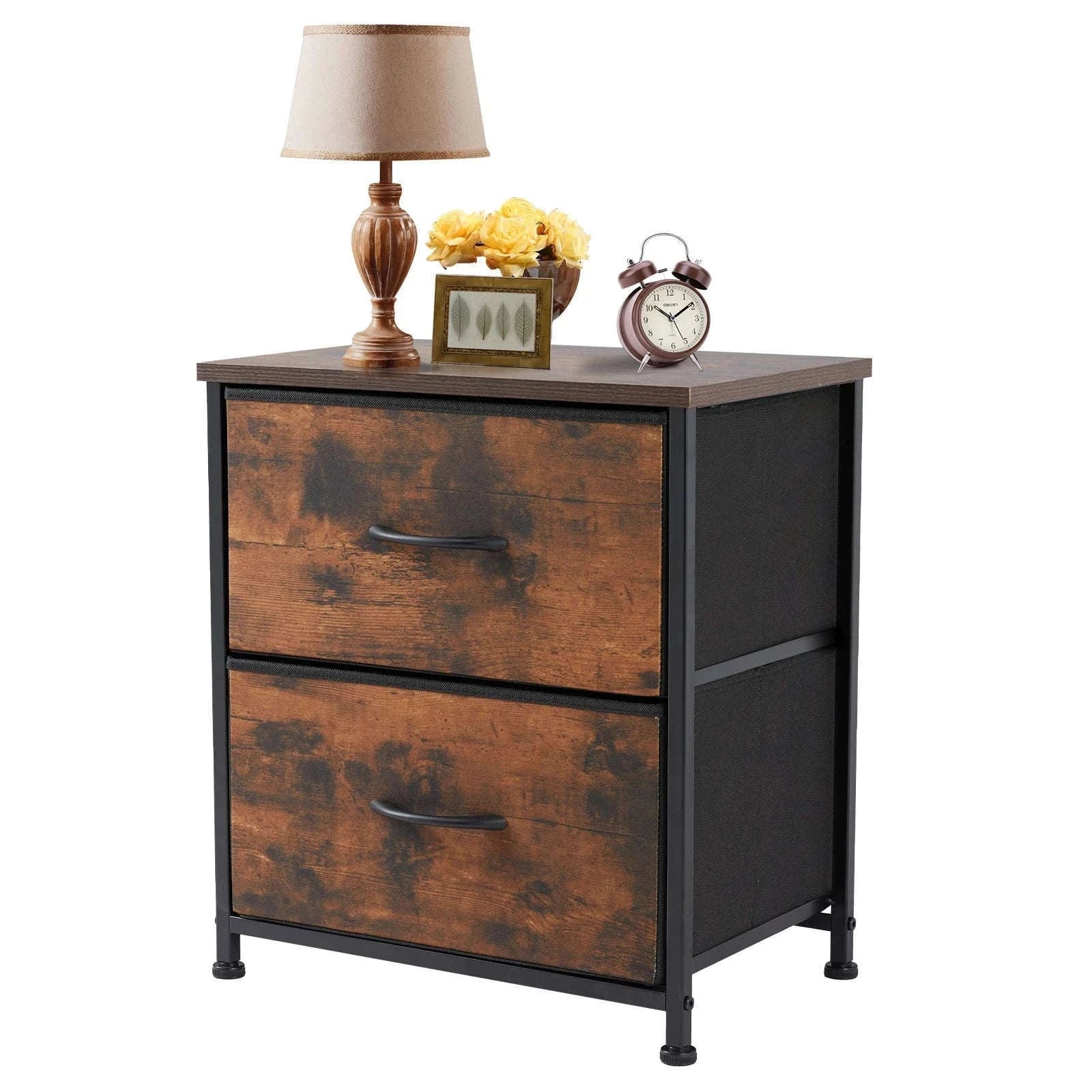 Modern Nightstand with Fabric Drawers and Storage-1PACK White / United States