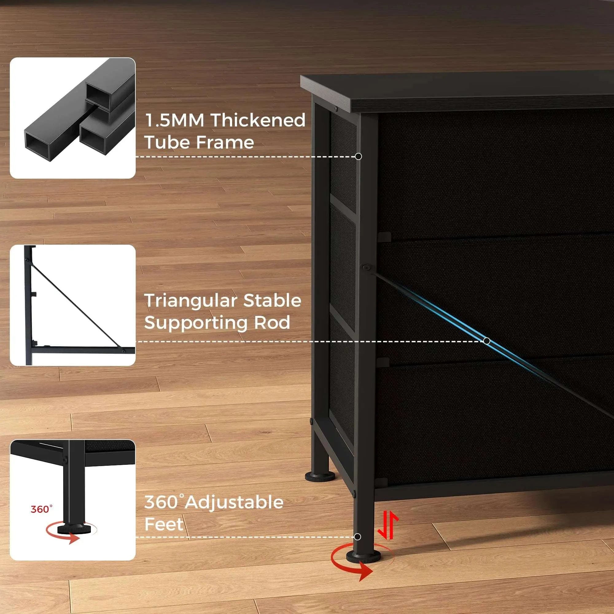 Modern TV Stand with 9 Fabric Drawers for Up to 75 Inch TVs-Rust / United States