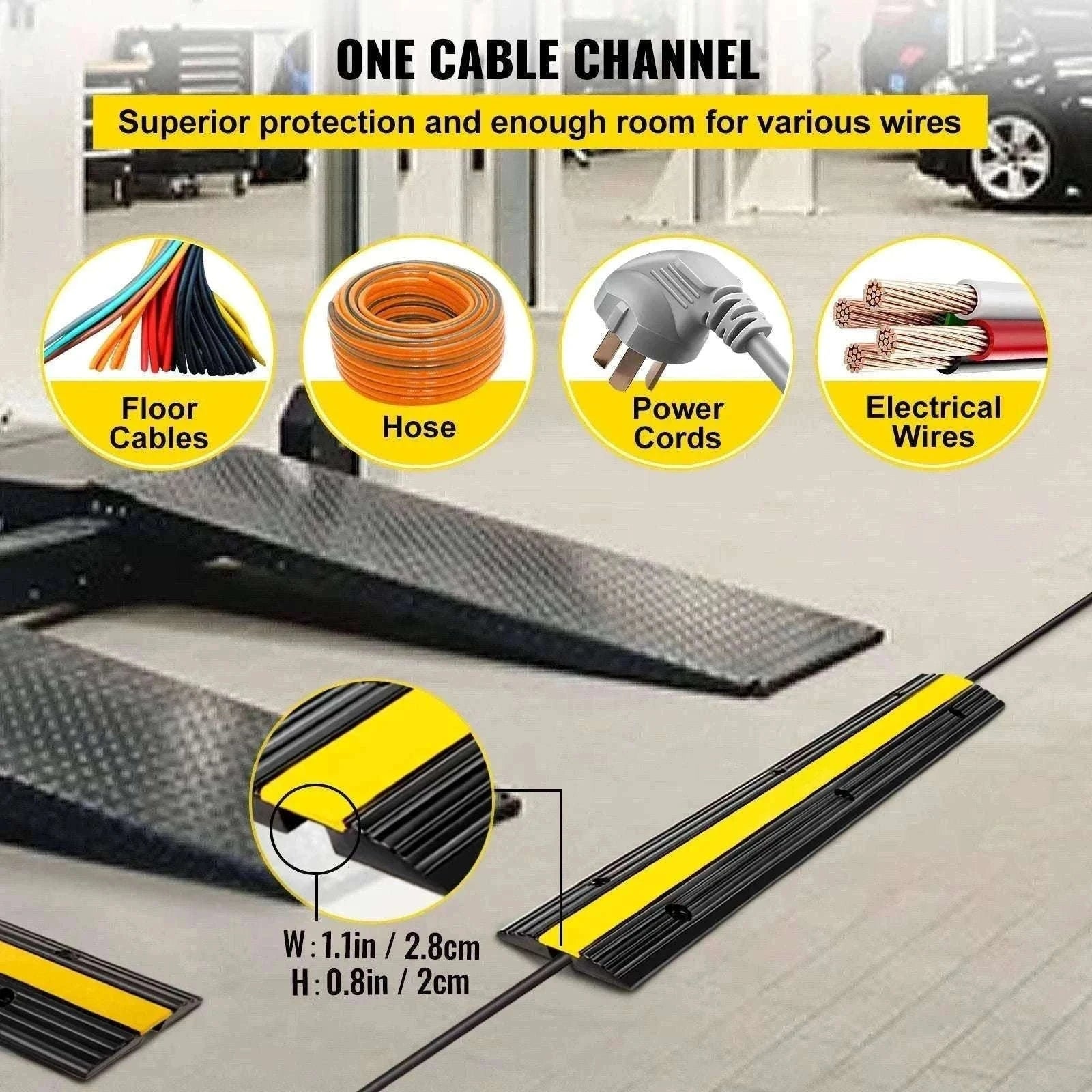 Modular Rubber Cable Protector Ramp 1-Channel 22046 lb Capacity-4PCS / france