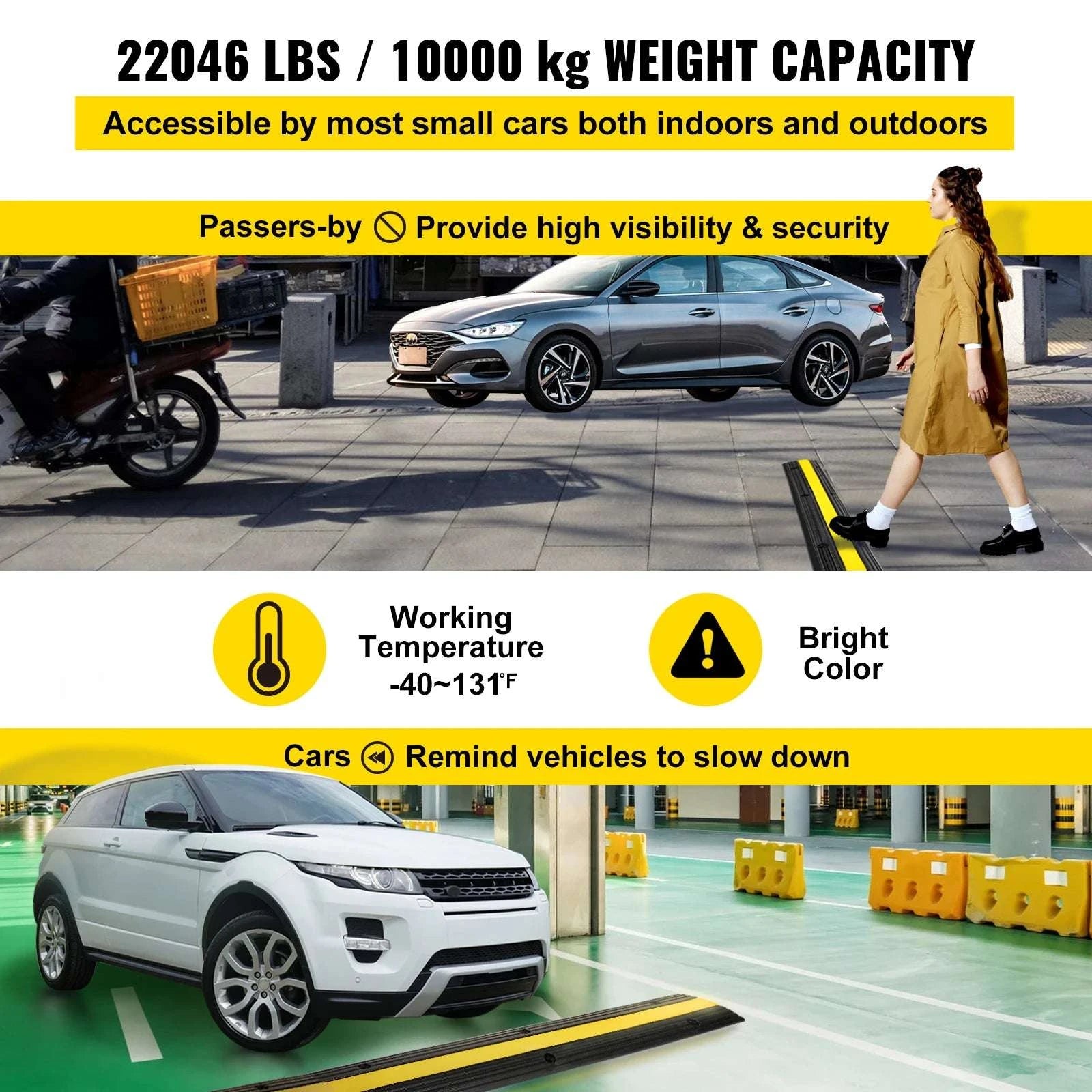 Modular Rubber Cable Protector Ramp 1 Channel 22046 lbs Load-4PCS / United States