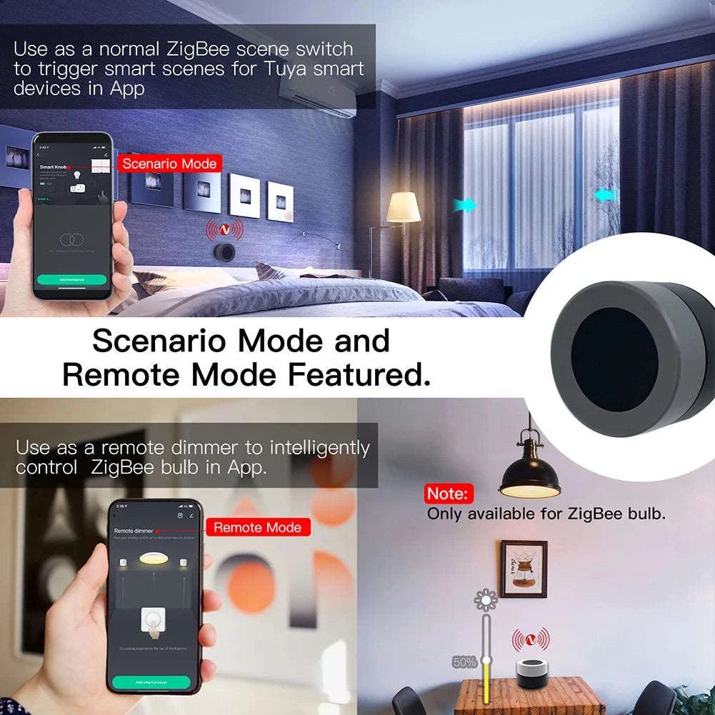 MOES Tuya ZigBee Smart Knob Switch Wireless Scene Switch Button Controller Battery Powered Automation Scenario Smart Life App-1 PC Switch / United States
