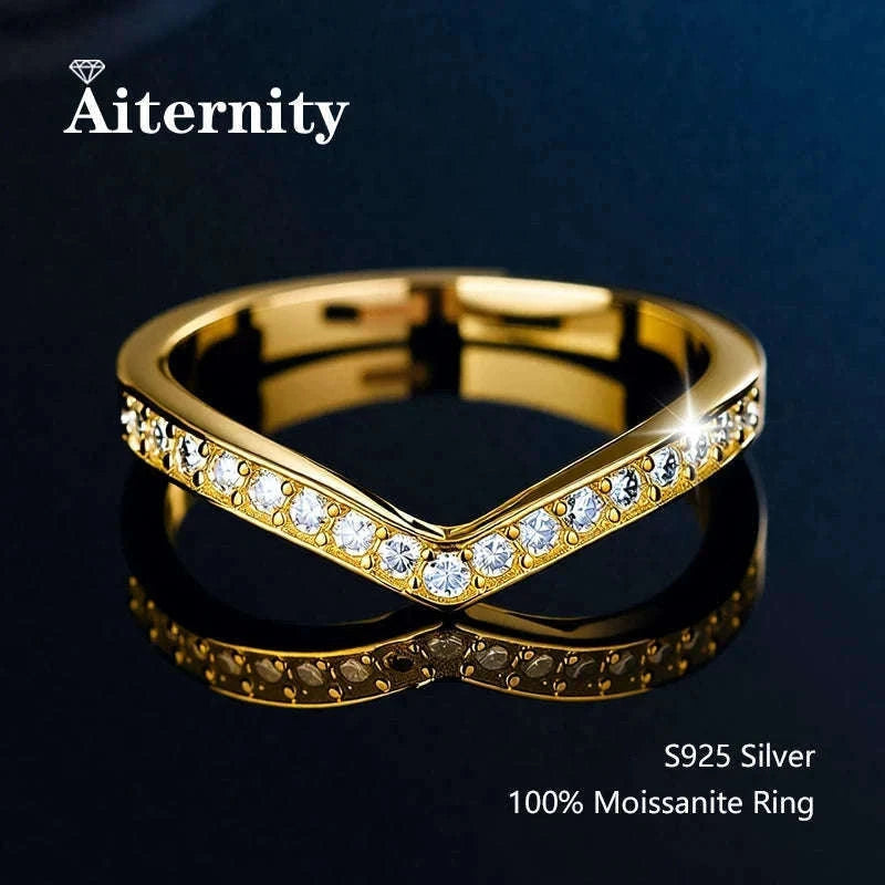 Moissanite Wedding Band Ring in 925 Sterling Silver for Women-With Box / 1.5mm Moissanite / 8