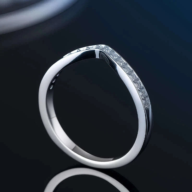 Moissanite Wedding Band Ring in 925 Sterling Silver for Women-With Box / 1.5mm Moissanite / 8