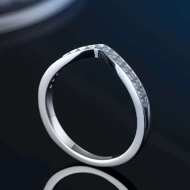 Moissanite Wedding Band Ring in 925 Sterling Silver for Women-With Box / 1.5mm Moissanite / 8
