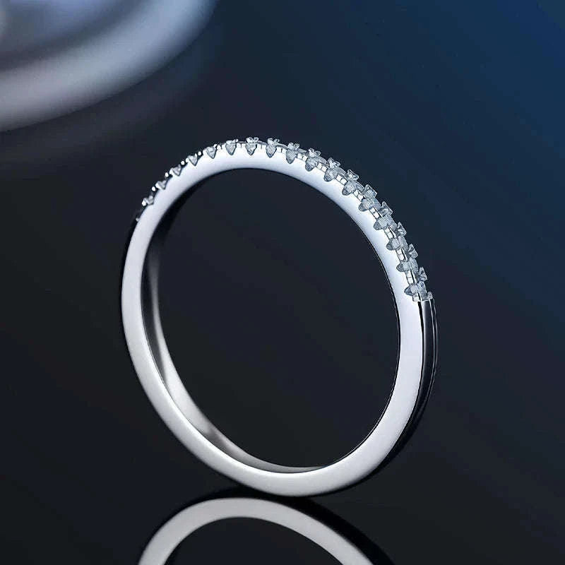 Moissanite Wedding Band Ring in 925 Sterling Silver for Women-With Box / 1.5mm Moissanite / 8