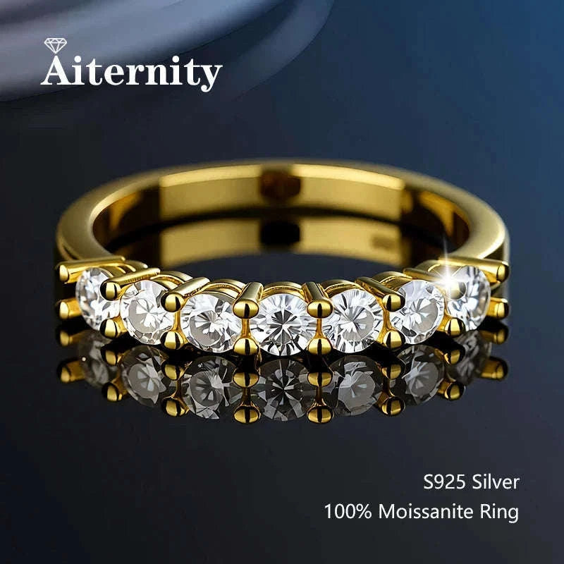 Moissanite Wedding Band Ring in 925 Sterling Silver for Women-With Box / 1.5mm Moissanite / 8
