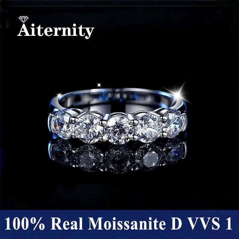 Moissanite Wedding Band Ring in 925 Sterling Silver for Women-With Box / 1.5mm Moissanite / 8