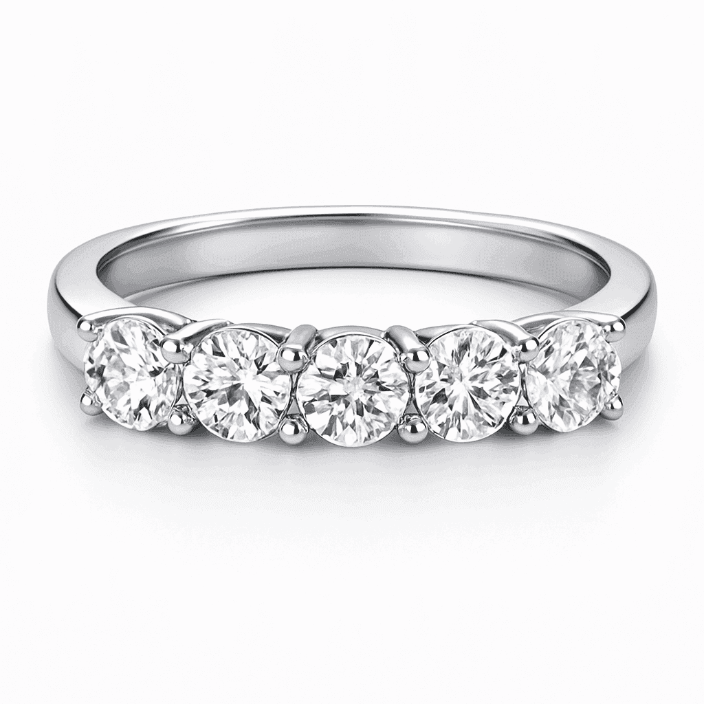 Moissanite Wedding Band Ring in 925 Sterling Silver for Women-With Box / 1.5mm Moissanite / 8
