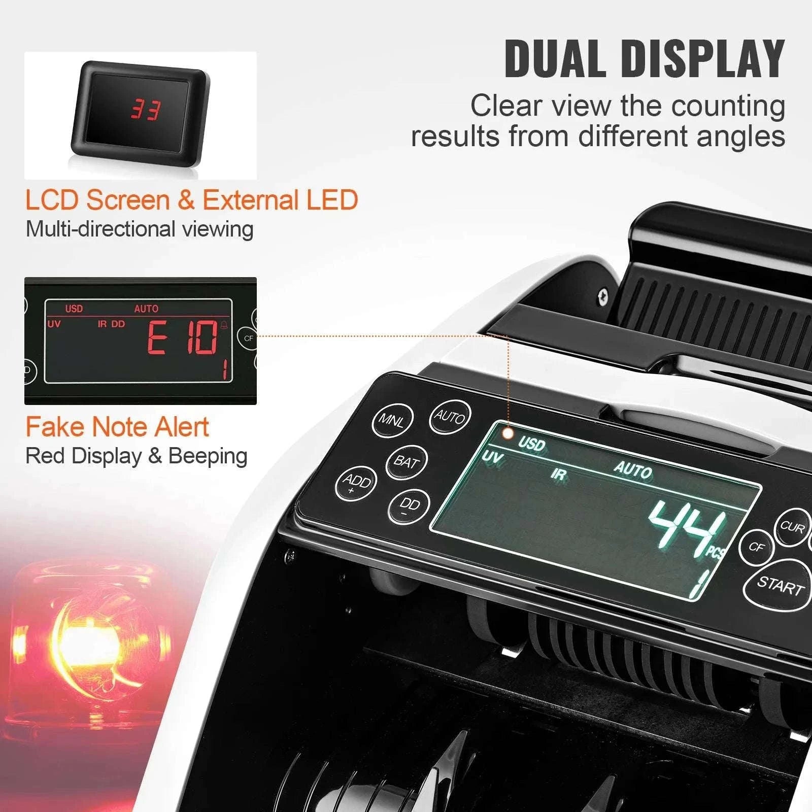 Money Counter Machine 1000 Bills/Min with UV MG IR Detection-Gray / United States