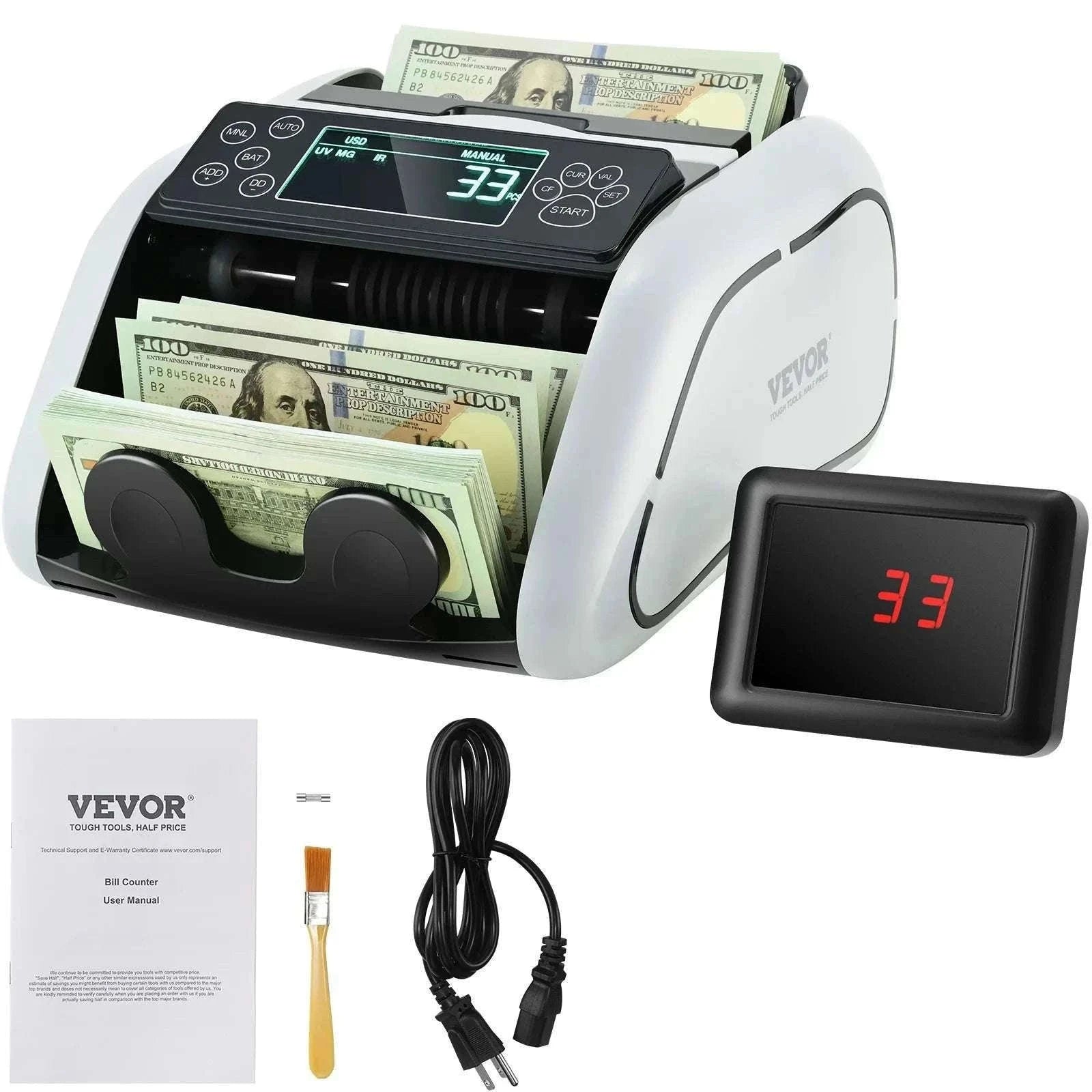 Money Counter Machine with UV MG IR Detection, 1000 Bills/Min-Gray / GERMANY
