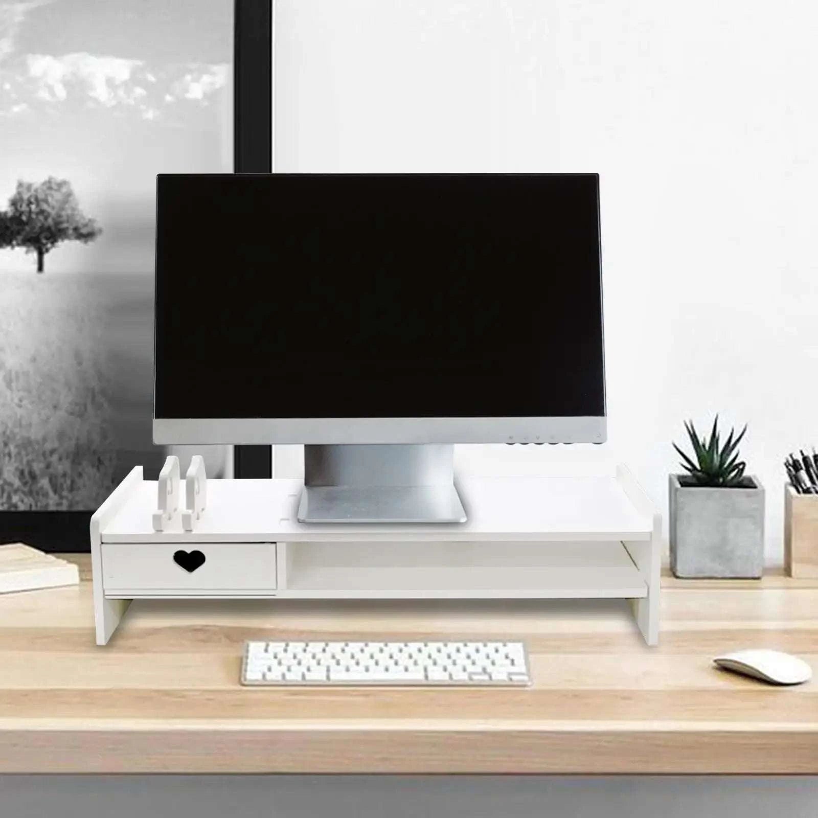 Monitor Stand Riser with Drawer Storage for Desk Organization-1 Pink Drawer