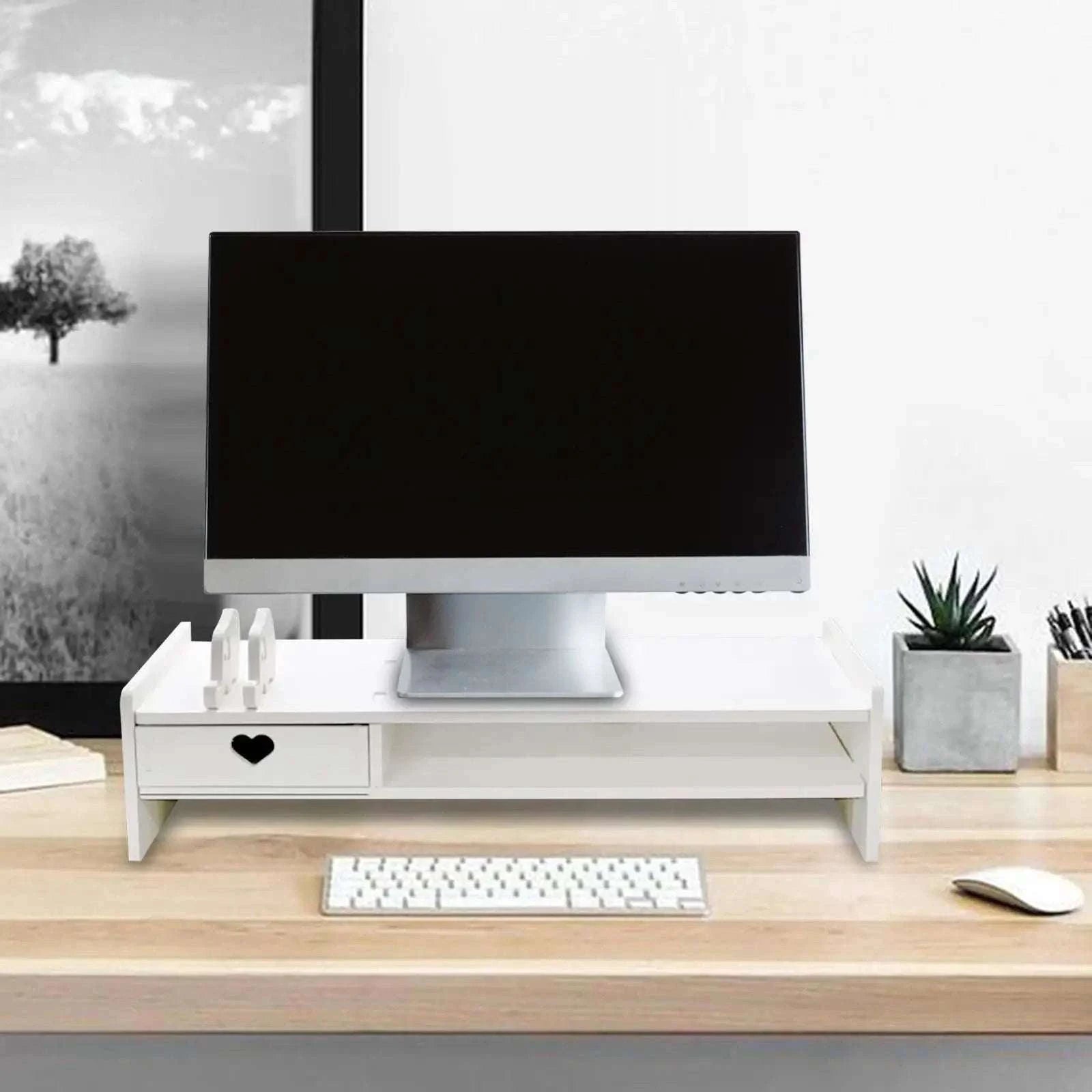 Monitor Stand Riser with Drawer Storage for Desk Organization-1 Pink Drawer