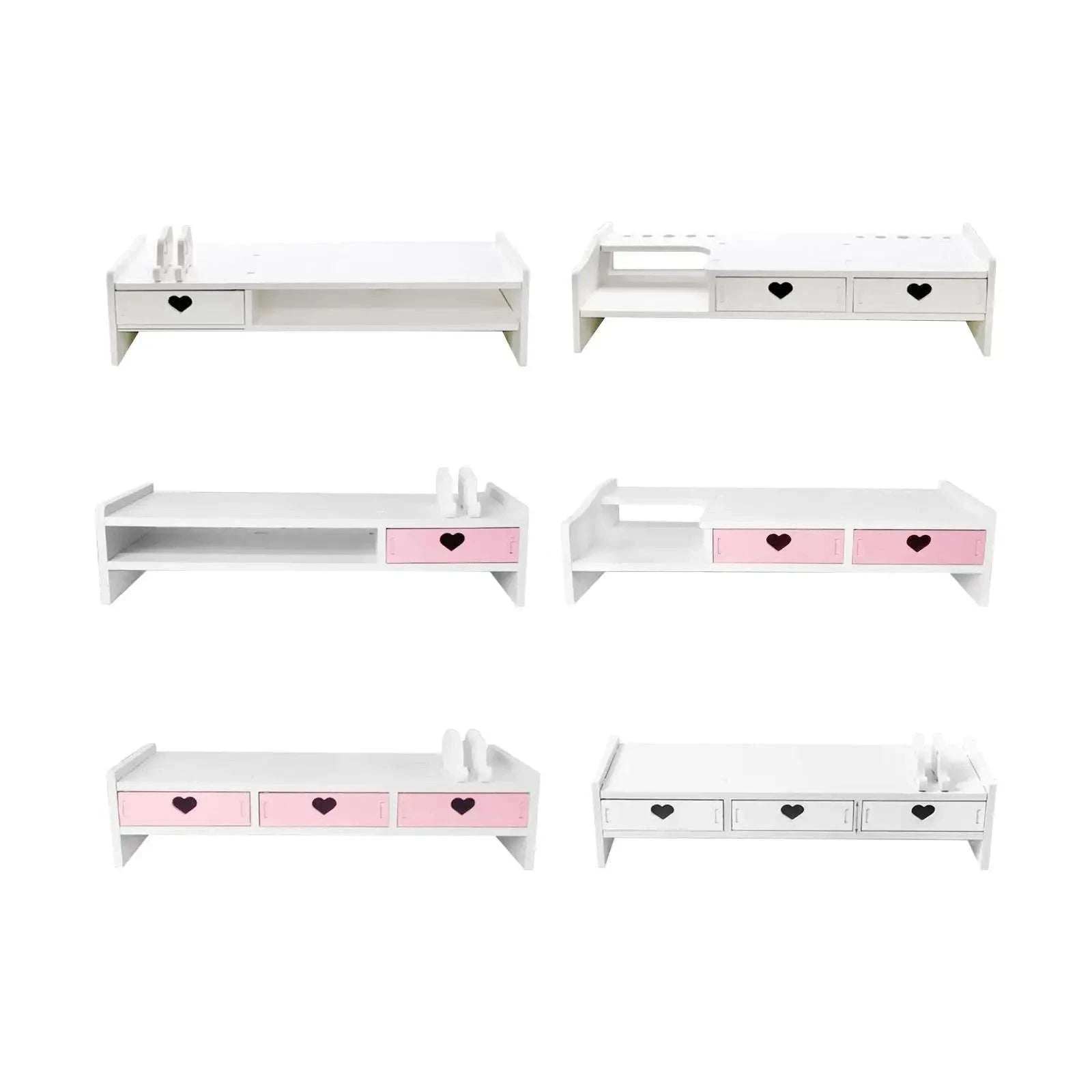 Monitor Stand Riser with Drawer Storage for Desk Organization-1 Pink Drawer