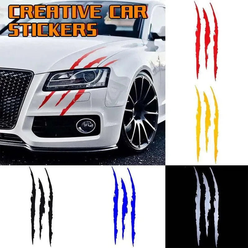Monster Claw Scratch Decal Reflective Vinyl Car Sticker-44 x 13 cm / Yellow