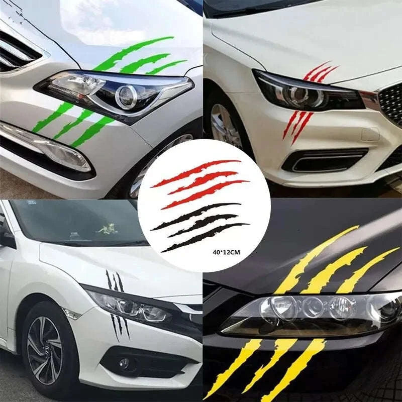 Monster Claw Scratch Decal Reflective Vinyl Car Sticker-44 x 13 cm / Yellow